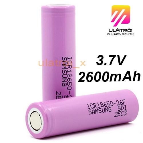 Pin Samsung 26F dung lượng 2600mAh, mã ICR18650 - 26F xả 3A, dùng cho pin laptop, sạc dự phòng