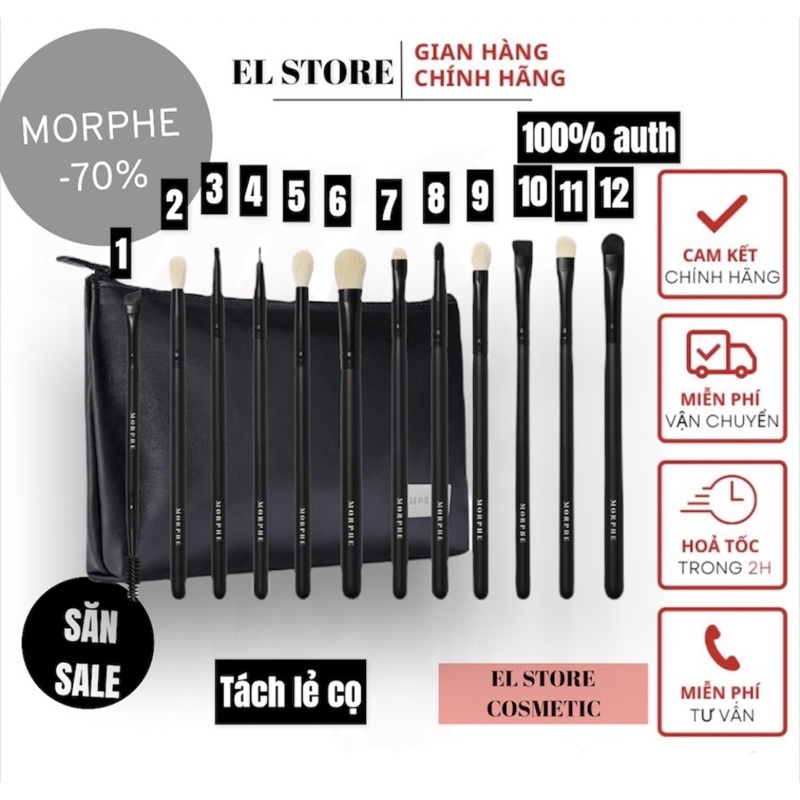 Bộ cọ Morphe kèm túi da đựng cọ siêu xịn - Brush Set săn sale