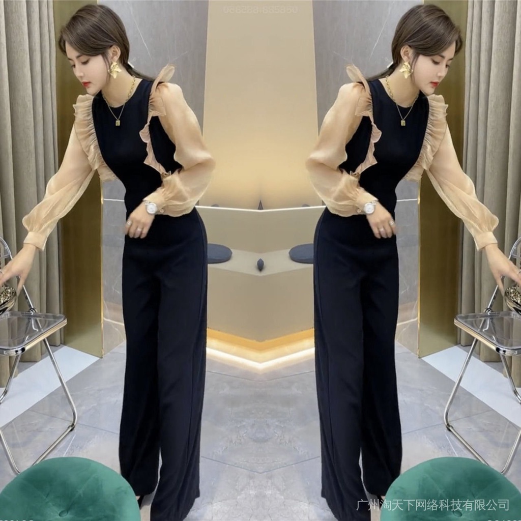 Jumpsuit Ống Rộng 2022 Thời Trang Mùa Xuân Phong Cách Mới Cho Nữ