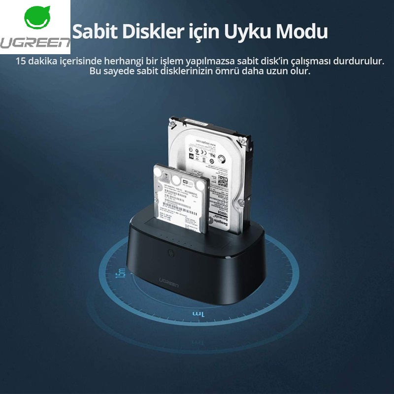 Hộp Đựng Ổ Cứng Kép Ugreen 50857 chuẩn USB 3.0 cho ổ SATA 2,5-3,5inch hỗ trợ 24TB - Hàng Chính Hãng