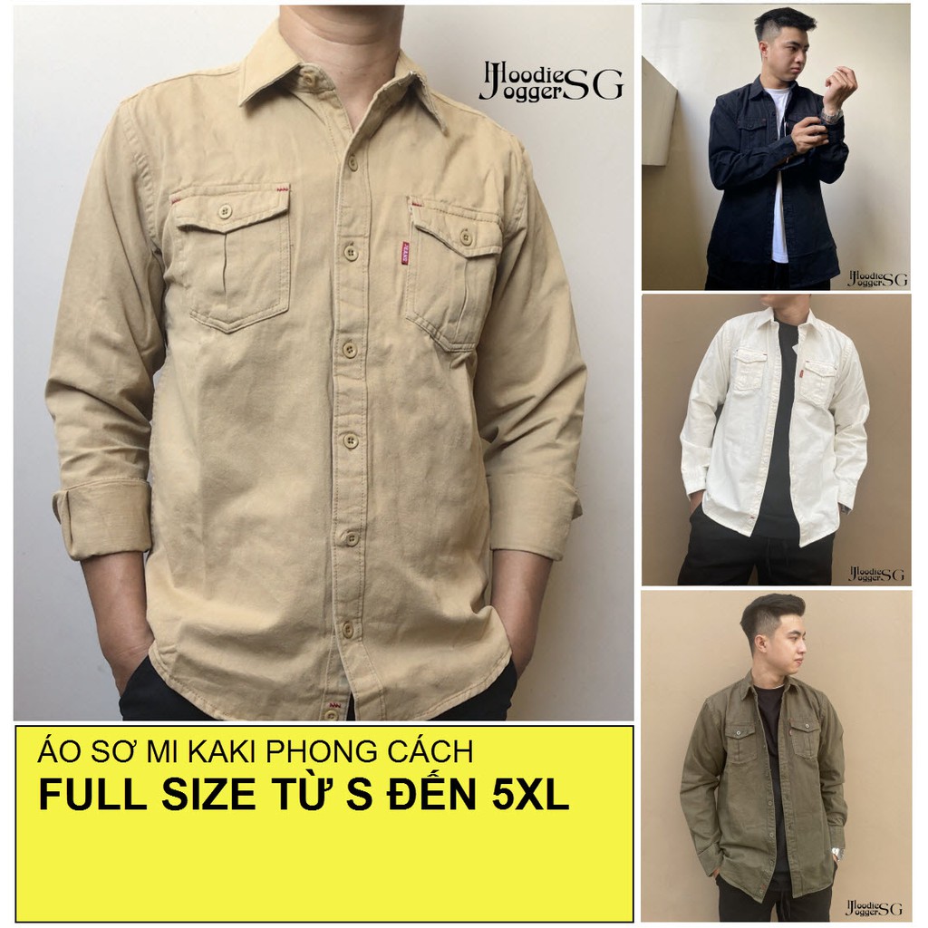 [Size đến 5XL] Áo sơ mi kaki nam chất đẹp, dày dặn