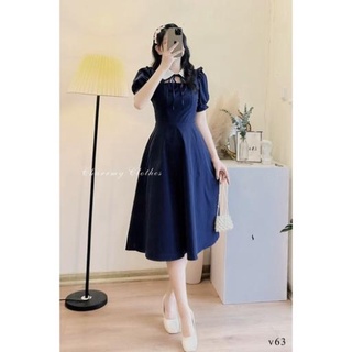 VÁY PHỐI CỔ CUT OUT BÈO VAI 2M THAN VÀ ĐEN NỮ