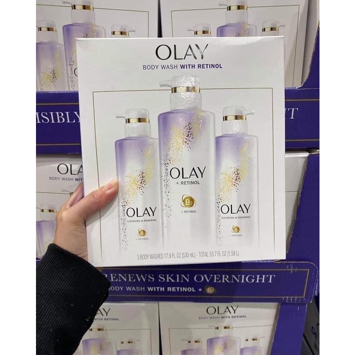 SET HỘP 3 CHAI SỮA TẮM SÁNG DA, CHỐNG LÃO HÓA OLAY RETINOL BODY WASH 530ML/CHAI HÀNG MỸ CHÍNH HÃNG - 10056