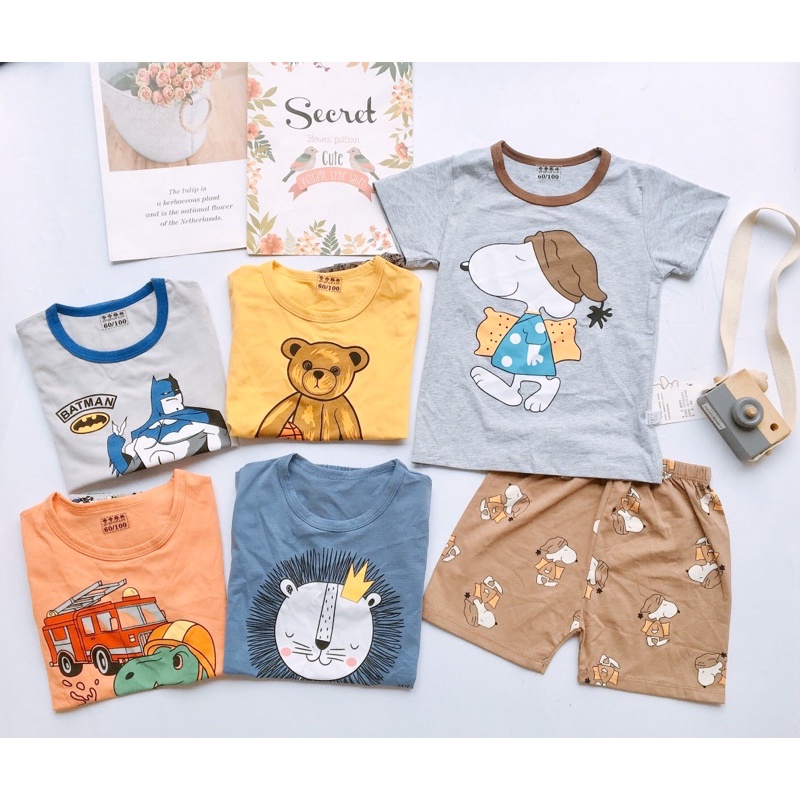 (size nhí)Đồ Bộ Cộc Tay size 1-5tuổi, Đồ Bộ Ngắn Tay Chất Thun Cotton Cho Bé Gái 9-15kg