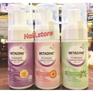 Vệ Sinh Phụ Nữ Dạng Bọt Betadine Feminine Wash Foam Gentle Protection Chai 100ml xanh-tím-hồng