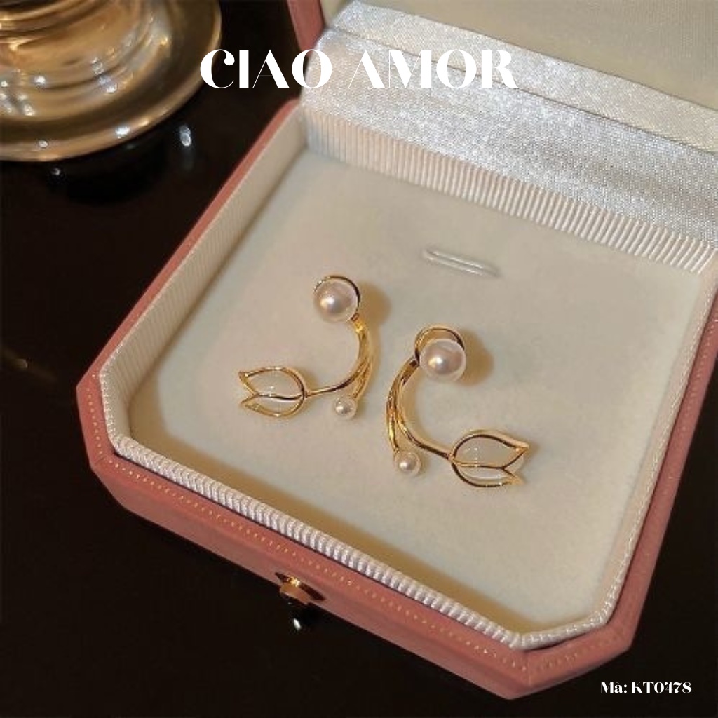 Khuyên tai nữ, Bông tai nữ bạc 925 vành tai hoa sen thanh lịch Trang sức Ciao Amor - KT0478