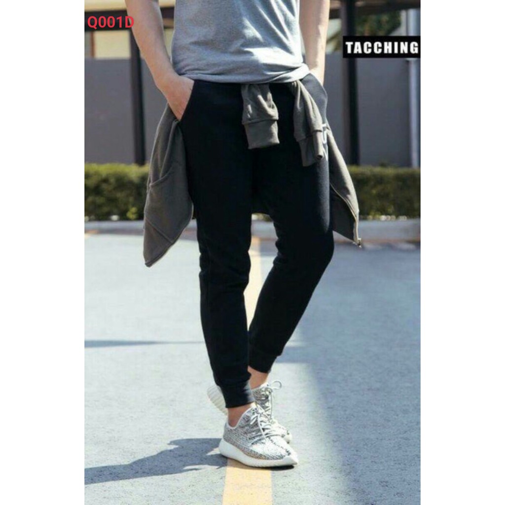 Quần nỉ ống BOM ⚡️ Xả Kho ⚡️ Quan jogger nam nữ thể thao trơn lưng thun đen xám