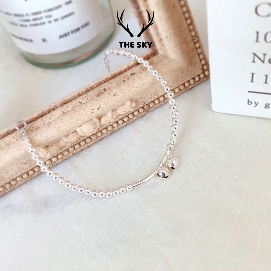 Lắc Tay Chuông Kêu Leng Keng Chất Liệu Bạc Ý Mẫu Mới Hàng Thiết Kế THE SKY VT1030