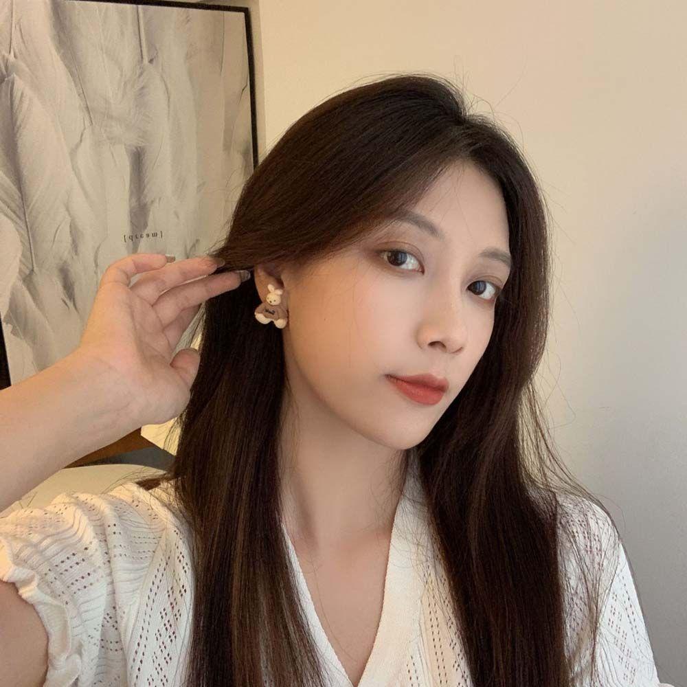 JARRED Bông Tai Mạ Bạc 925 Hình Thỏ / Gấu Hoạt Hình Dễ Thương Phong Cách Hàn Quốc