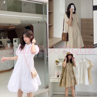 Váy babydoll cổ đức, bầu bí mặc được