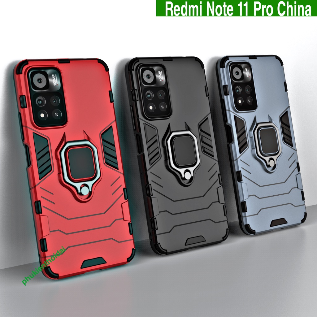 Ốp lưng Redmi Note 11 Pro 5G Bản China / Note 11 Pro Plus 5G Iron Man Iring chống sốc giá đỡ xem phim