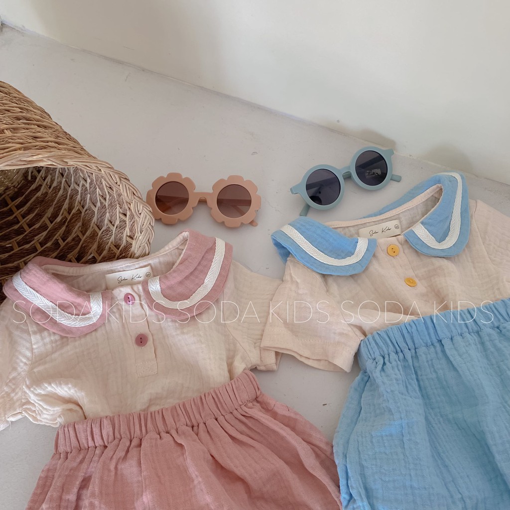 (Hàng thiết kế) Bộ xô thủy thủ bé trai - bé gái (2 màu)