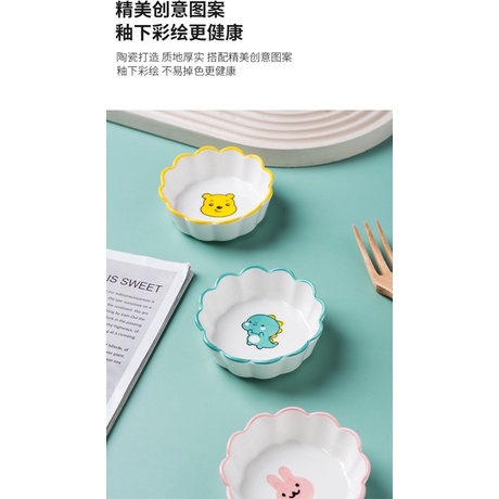 Chén tròn hình thú ngộ nghĩnh, chén chấm, chén gia vị, chén ăn dặm cho bé