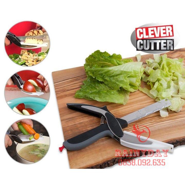 Kéo cắt thức ăn thực phẩm làm nhà bếp đa năng kiêm thớt dao INOX 304 Clever Cutter 3in1 thông minh