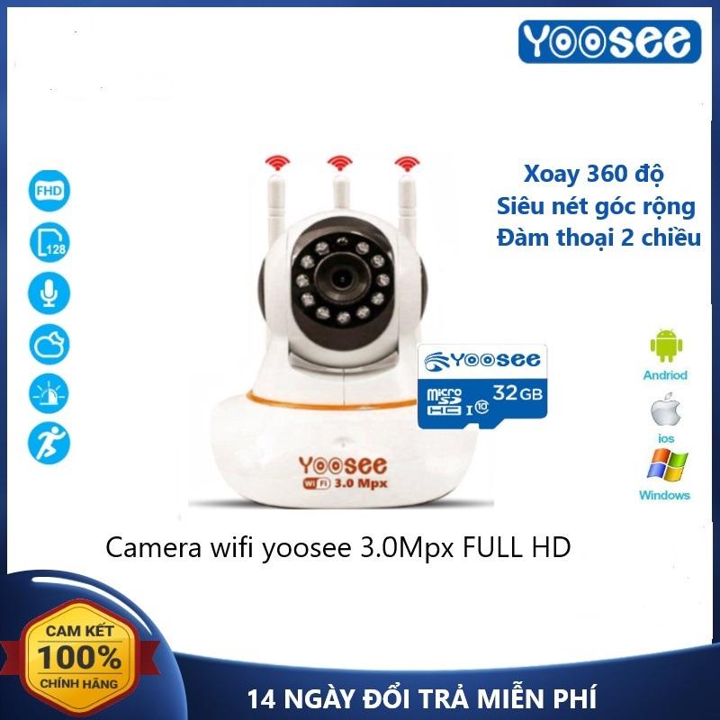 Camera Wifi Yoosee 3 râu 3.0Mpx Full HD Mẫu Mới Nhất Xem Đêm Rõ Nét, Đàm Thoại, Ghi Âm, Cảnh Báo