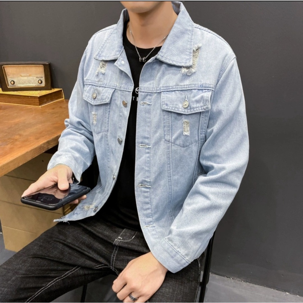 Áo khoác nam chất Jean loại 1 New York màu đỏ cá tính ấn tượng