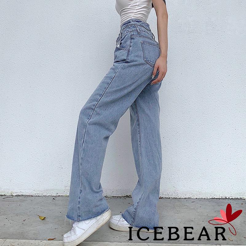 Quần Jeans Nữ Dài Lưng Cao Mài Rách Thời Trang