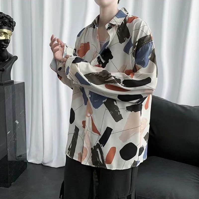 Áo sơ mi AOKANG dài tay in họa tiết thời trang Hàn Quốc cho nam