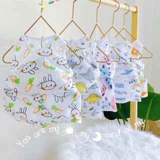 Bộ ba lỗ cotton giấy cho bé