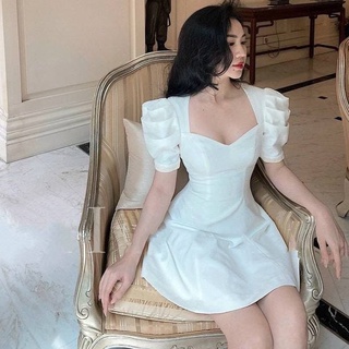 Đầm trắng dáng xòe cúp ngực tay phồng tầng hotgirl KC1372