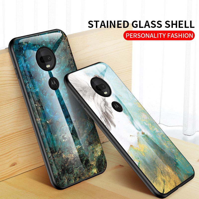 Motorola MOTO G5S G6 G7 G8 Plus Play Power Tempered Glass Phone Case Hard Cover