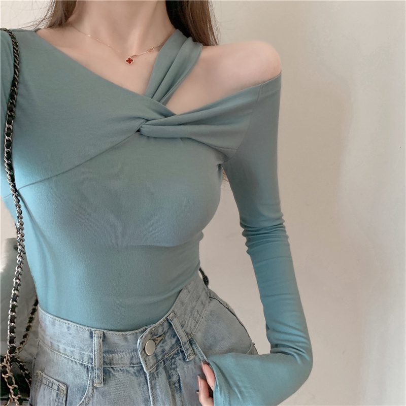 Áo kiểu tay dài dáng ôm hở vai thời trang gợi cảm trẻ trung cho nữ