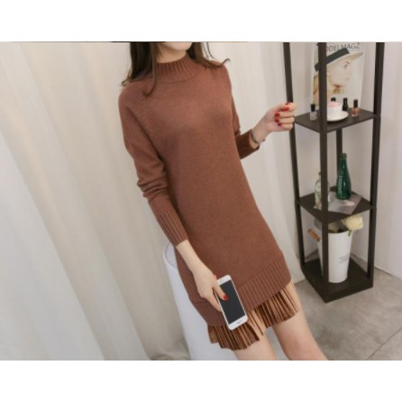 Váy len trơn xếp ly cách điệu