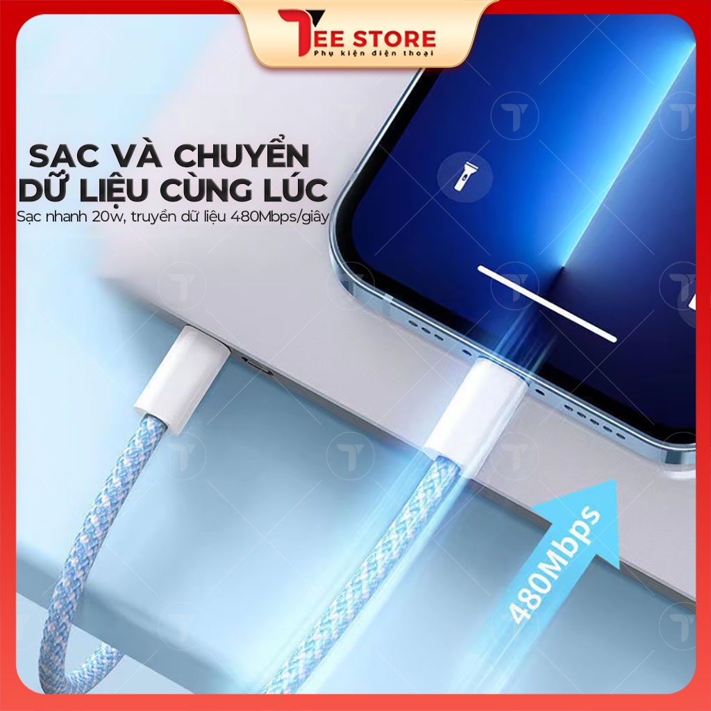 Cáp Sạc Nhanh 20W PD Cho iP, Cáp sạc nhanh 20W bọc dù - DSBD20W