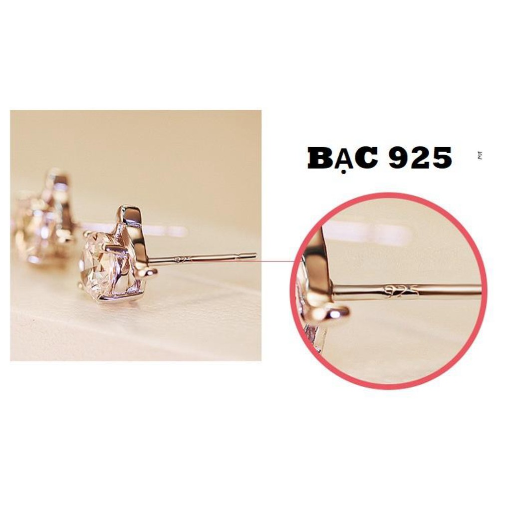 Bông Tai Bạc S925 Hột Xoàn Zircon 12 Cung Hoàng Đạo  BTBAC12