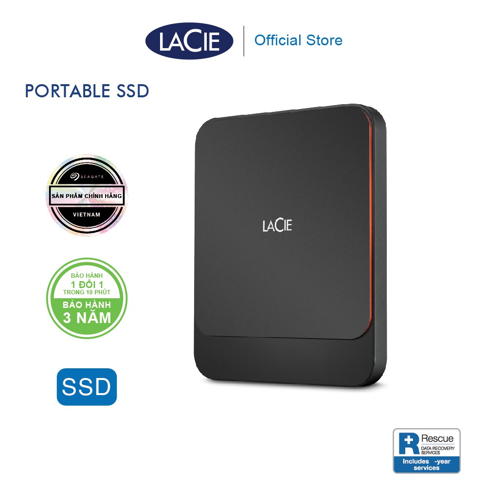 Ổ Cứng Di Động SSD Lacie Portable USB-C + Rescue "Gói cứu dữ liệu"