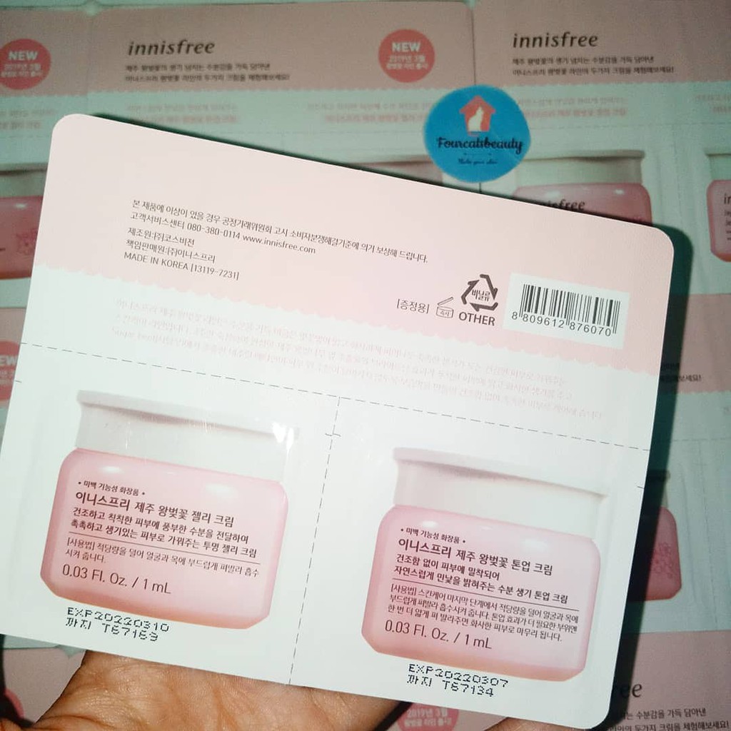 Sample 2ml Combo Dưỡng Trắng Nâng Tone Và Dưỡng Ẩm Jeju Cherry Blossom Tone-up cream và Jelly cream  to 2 in 1 | BigBuy360 - bigbuy360.vn