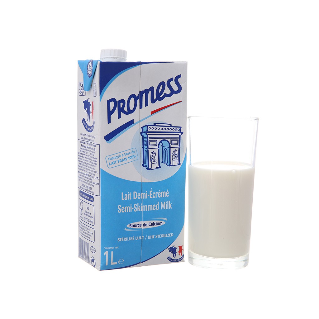 Sữa Tươi Không Béo Tiệt Trùng Promess 1L -Hộp Pháp