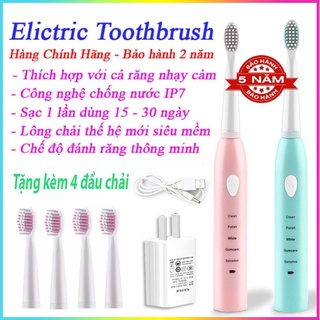 Bàn chải đánh răng điện, bàn chải điện electric toothbrush- tặng 4 đầu chải tiện lợi