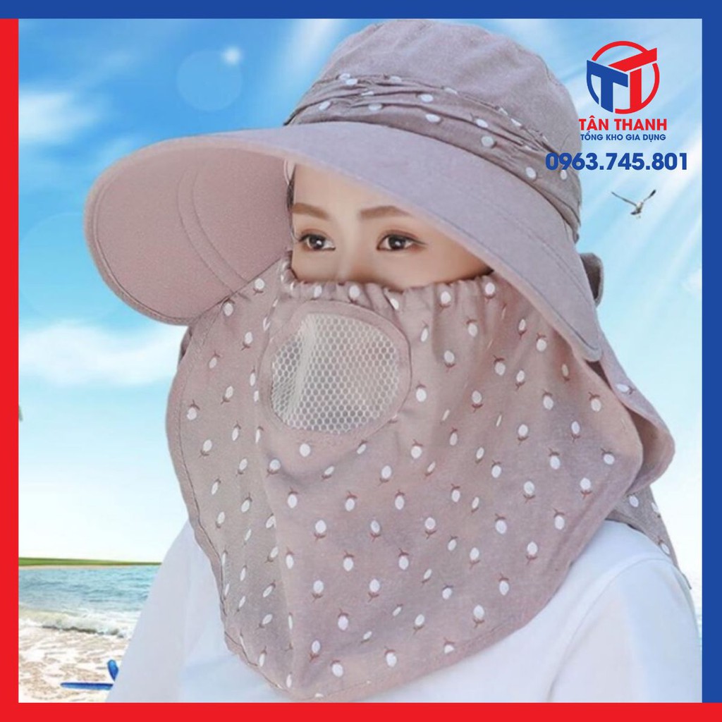 AD111 MŨ CHỐNG NẮNG RỘNG VÀNH KÈM KHẢU TRANG CHỐNG BỤI ĐA NĂNG TIỆN DỤNG