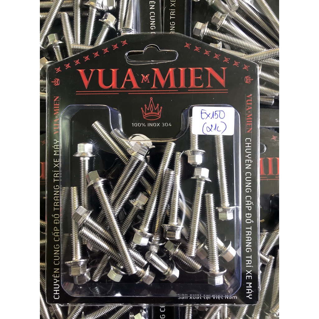 Bộ ốc lốc máy mẫu THÁI V2-6li lốc máy Inox 304 xe Ex150 (21 con)