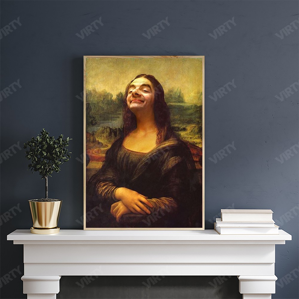 [Freeship Extra] Tranh canvas decor Mona Lisa Bean Troll Art