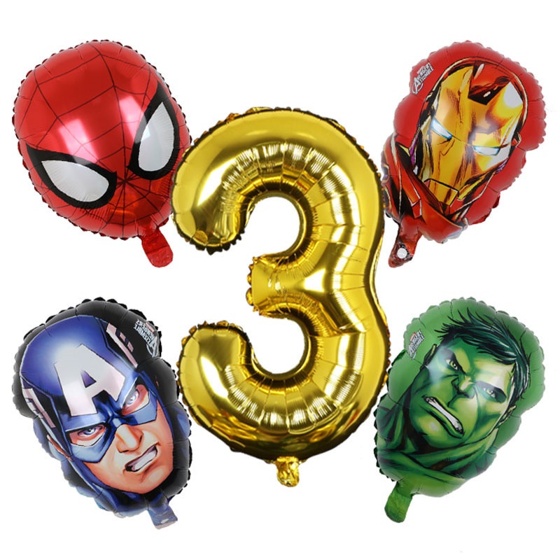 5 Cái MARVEL Super Hero Balloon Spiderman Aluminium Foil Balloons Kids Birthday Party Trang Trí Bé Tắm Iron Man Balloons