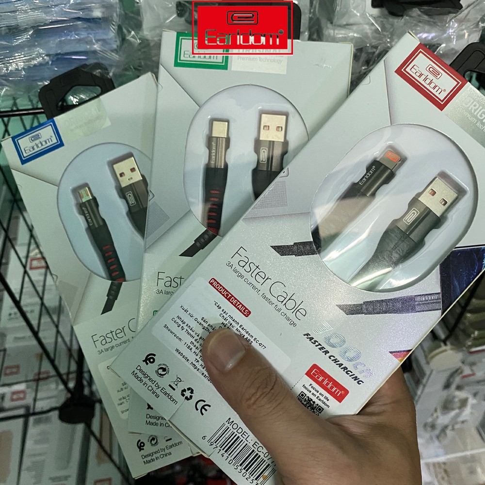 Dây sạc Iphone   Earldom EC-077, cáp sạc iphone dây dù sạc nhanh chất lượng cao