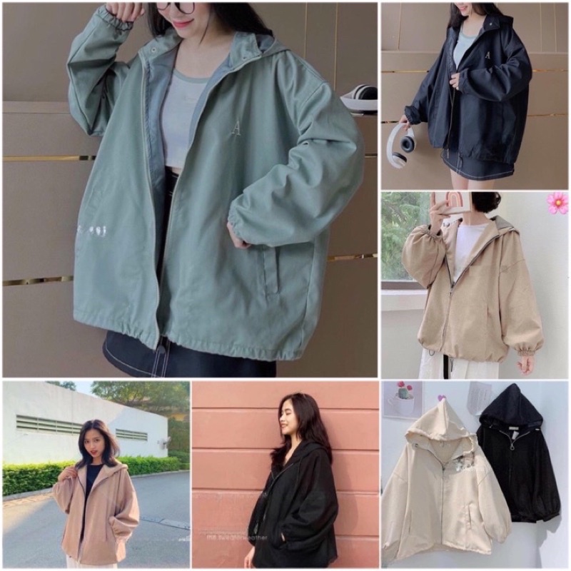 Áo Khoác Roundlock Tay Bồng Nữ 🌸 Jacket Kaki Mềm Khóa Tròn Form Rộng Bigsize