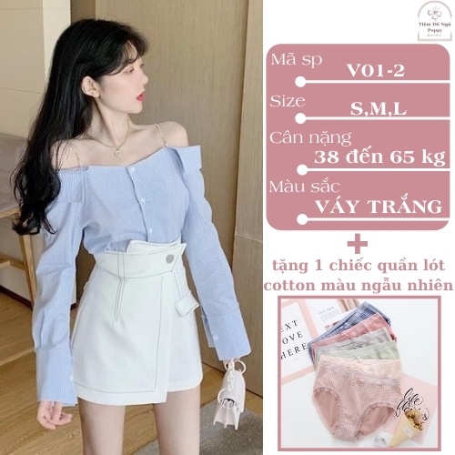[Qùa tặng dây cột tóc] Quần giả váy cạp chéo viền chỉ nổi, Chân váy đen kèm lót trong váy POPPY QGV-V01 | BigBuy360 - bigbuy360.vn