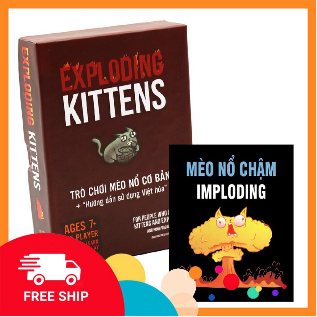 Combo Bộ Bài Mèo Nổ Exploding Kittens Cơ Bản + Mở rộng Imploding Kittens Số 3