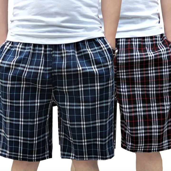 Quần Short Cotton Ống Rộng Họa Tiết Kẻ Sọc Thời Trang Mùa Hè Hàng Mới Dành Cho Nam Trung Niên