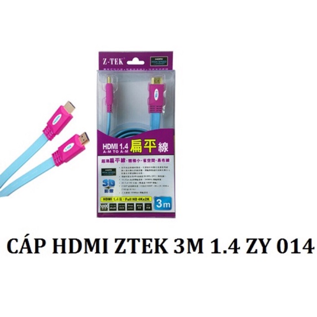 Cáp HDMI 3M Mỏng Dẹt 1.4 3D chuẩn 1080P hỗ trợ 4k x 2k Z-TEK (ZY-014)