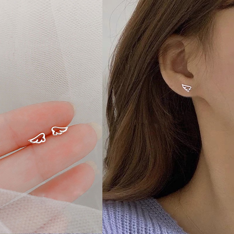 Bông Tai Mạ BạC 925 HìNh CáNh Thiên ThầN ĐíNh Đá Xinh XắN