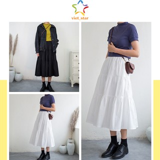 Chân Váy Dài VINTAGE 3 TẦNG XẾP LY Ulzzang - VIET_STAR