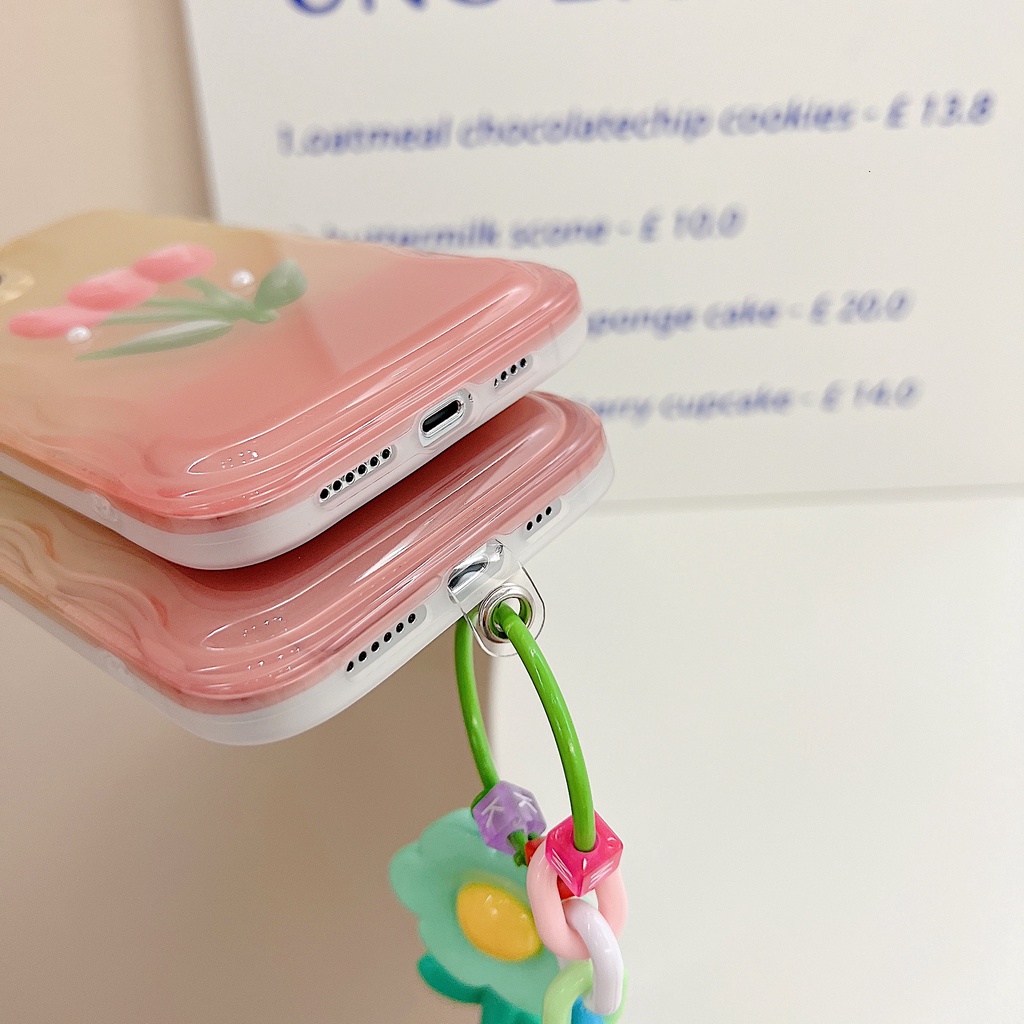 Ốp Điện Thoại Silicon Tpu Mềm Hình Hoa Tulip Gắn Dây Đeo Cổ Tay Chống Sốc / Thất Lạc Cho iPhone 11 12 13 Pro XS Max X XR
