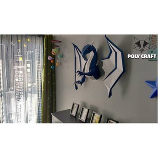 Mô hình giấy động vật decor trang trí tường Rồng Châu Âu 3D POLYCRAFT