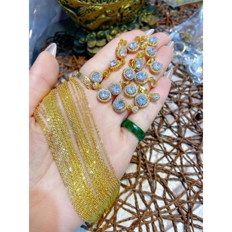 XẢ NHANH dây chuyền bạc mặt vuông+ mặt xi vàng giá cũ 250k