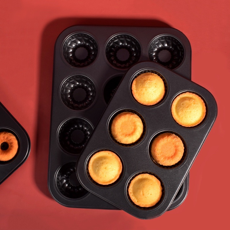 Khuôn bánh chống dính cupcake 6 ô hình hoa