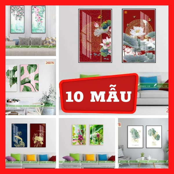 Bộ 2 - Tranh treo tường - Trang trí phòng khách Hiện đại/Gỗ MDF Hàn Quốc chống ẩm mốc, mối mọt TD1